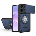Telefoncover med skydelåg til kamera til Honor 600 Smart 5G / X7e Plus 5G / X7e Plus 4G, Ring Kickstand PC + TPU bagcover