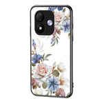 mobilskal för Xiaomi Redmi Note 17 4G (Global) / Note 17 (Indien / Kina) 5G / Note 17 5G (Global), blommönster TPU + skyddande skal i härdat glas