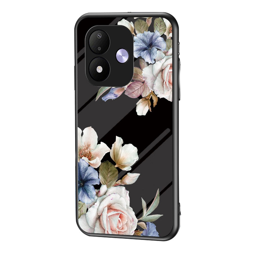 mobilskal för Xiaomi Redmi Note 17 4G (Global) / Note 17 (Indien / Kina) 5G / Note 17 5G (Global), blommönster TPU + skyddande skal i härdat glas