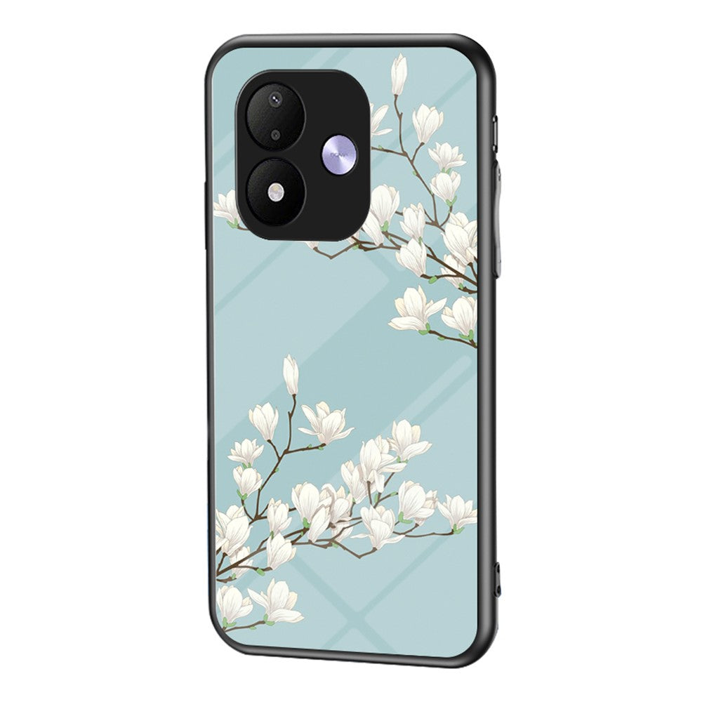 mobilskal för Xiaomi Redmi Note 17 4G (Global) / Note 17 (Indien / Kina) 5G / Note 17 5G (Global), blommönster TPU + skyddande skal i härdat glas