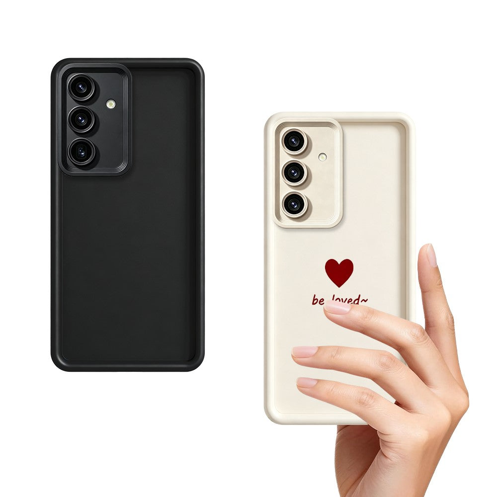 Samsung Galaxy S26+ TPU-skal Be Loved hjärtmönster gummerat stötsäkert mobilskydd