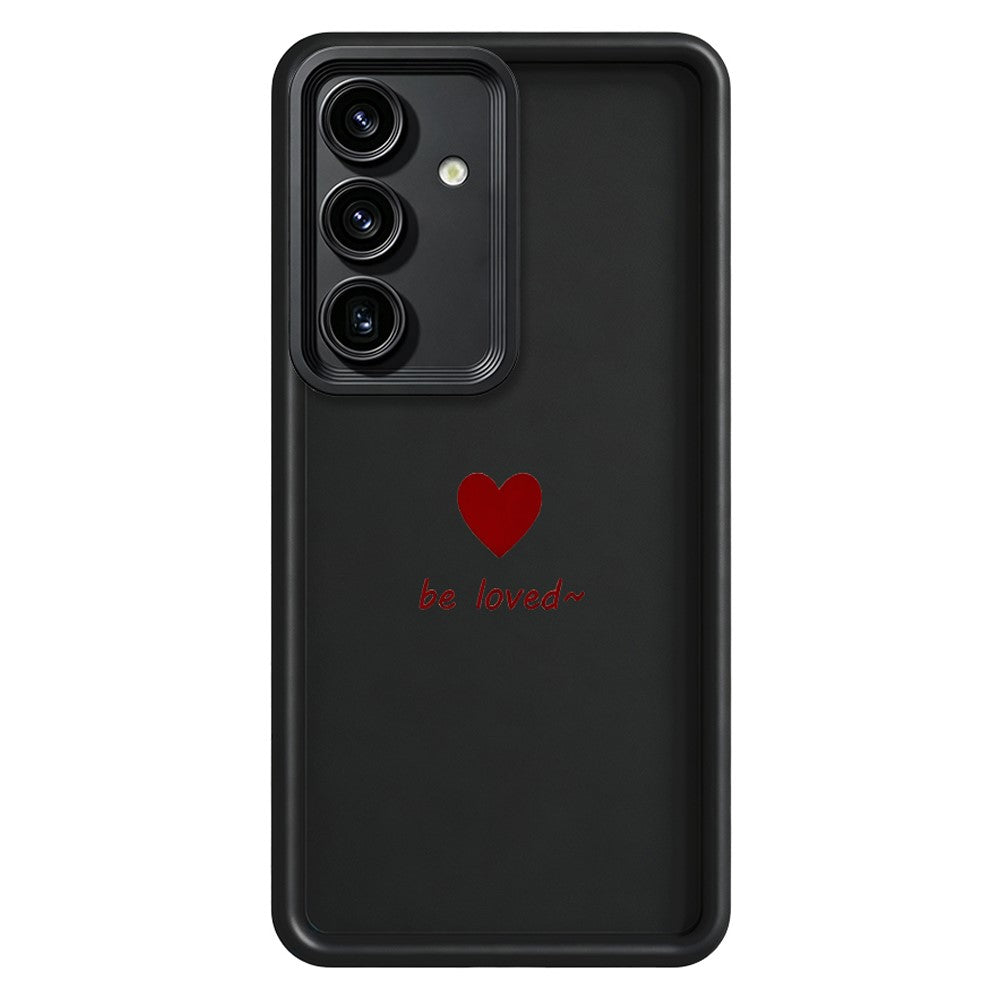 Samsung Galaxy S26+ TPU-skal Be Loved hjärtmönster gummerat stötsäkert mobilskydd