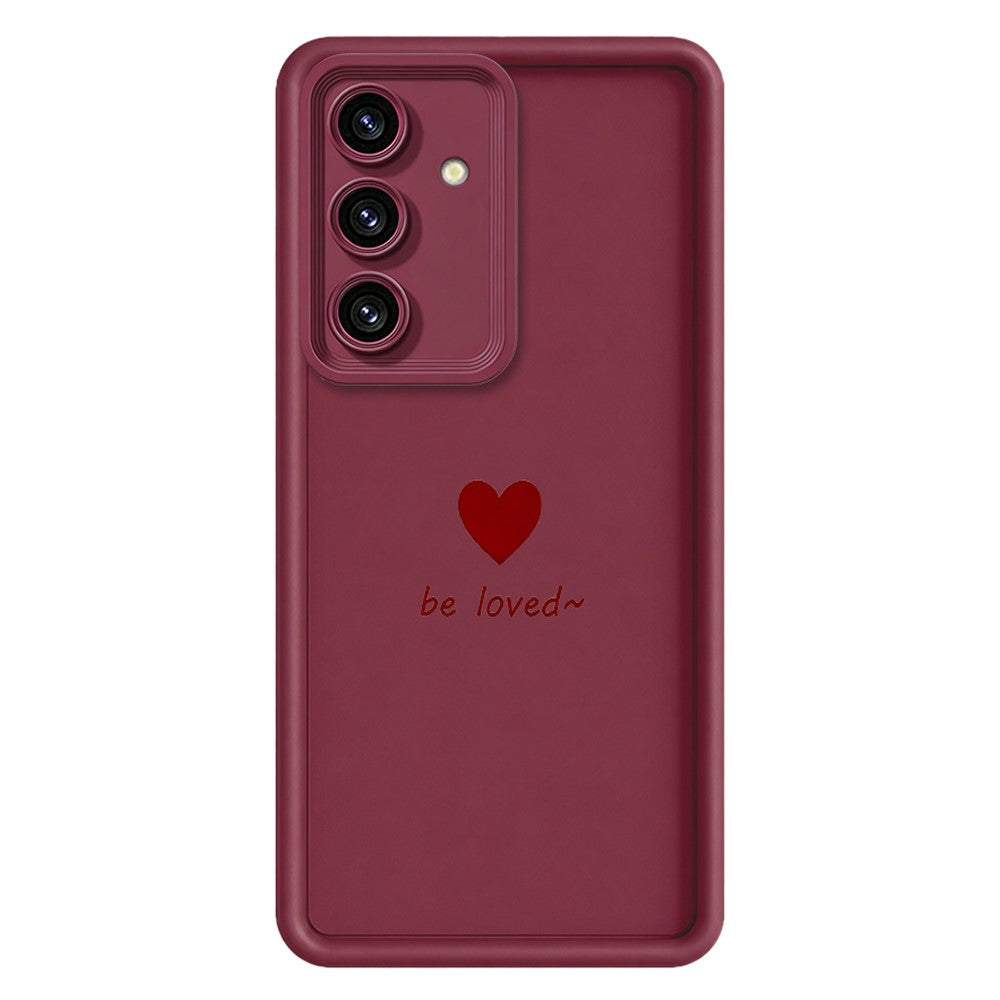 Samsung Galaxy S26+ TPU-skal Be Loved hjärtmönster gummerat stötsäkert mobilskydd