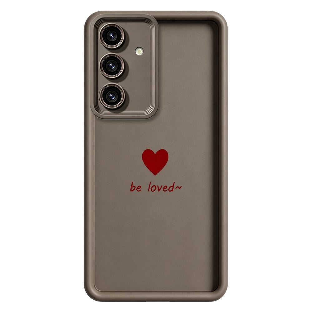 Samsung Galaxy S26+ TPU-skal Be Loved hjärtmönster gummerat stötsäkert mobilskydd
