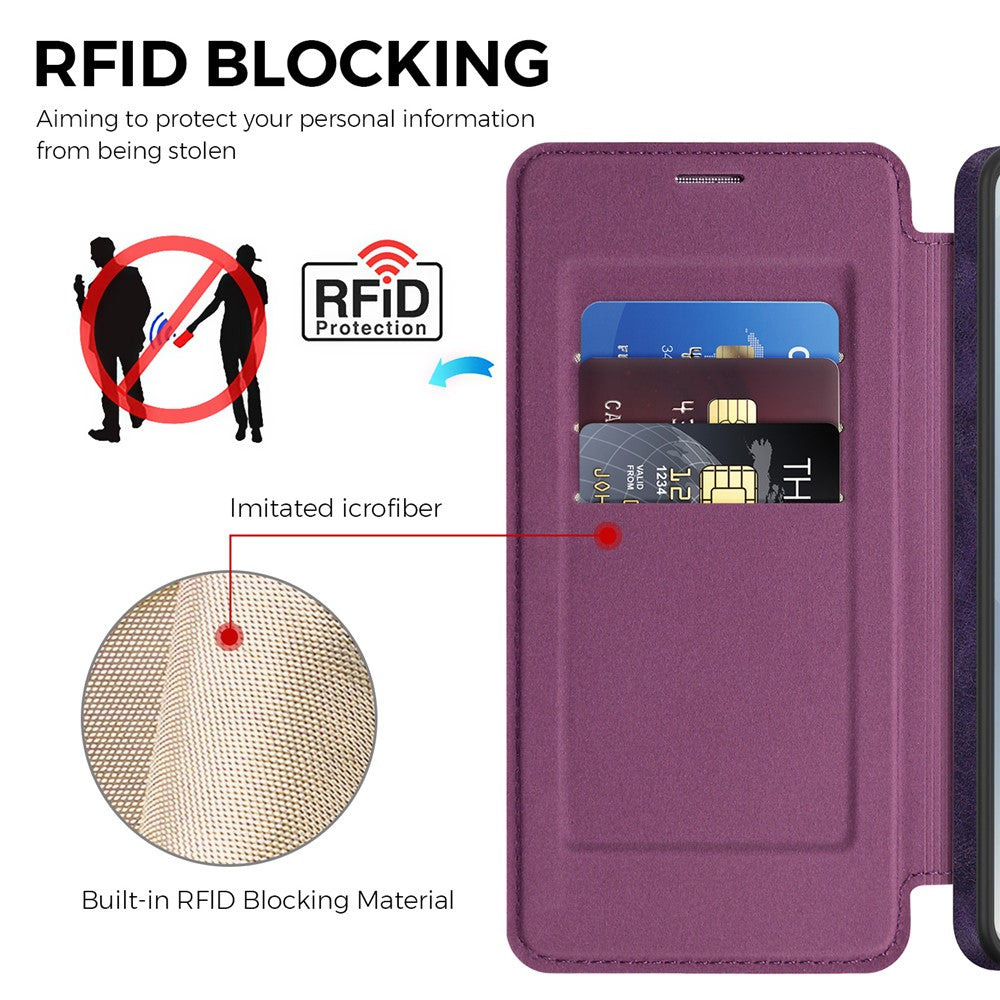 Magnetiskt skal för Samsung Galaxy S26, RFID-blockerande korthållare, läderfodral