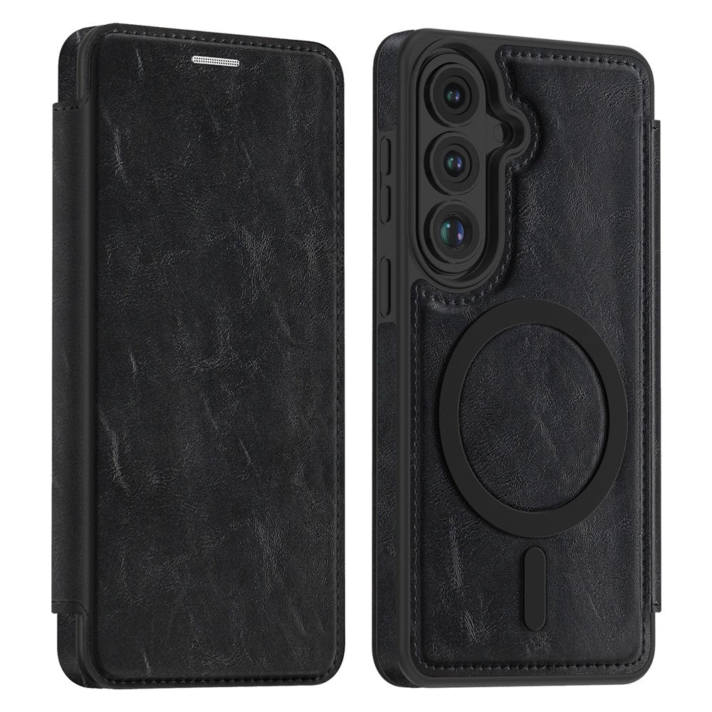 Magnetiskt skal för Samsung Galaxy S26, RFID-blockerande korthållare, läderfodral