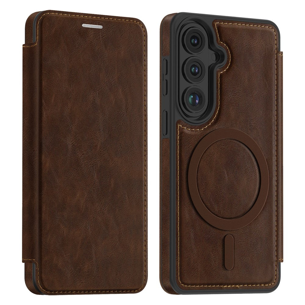 For Samsung Galaxy S26 Magnetic Case RFID Blocking Card Holder Leather Phone Cover