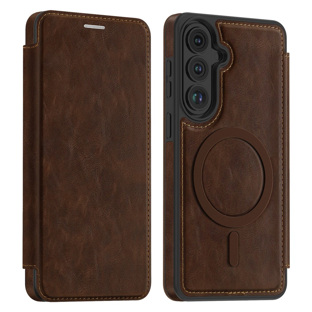 For Samsung Galaxy S26+ Magnetic Case RFID Blocking Card Holder Leather Phone Cover