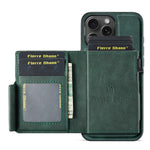 FIERRE SHANN FS031 för iPhone 13 Pro Max Magnetiskt Skal med Avtagbar Korthållare RFID-blockerande TPU + PU-läder Mobilskal