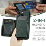 FIERRE SHANN FS031 för iPhone 13 Pro Max Magnetiskt Skal med Avtagbar Korthållare RFID-blockerande TPU + PU-läder Mobilskal