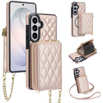 Samsung Galaxy S25+ magnetisk cover med aftagelig polstret kortholder med lynlås, PU-læder-mobilcover med skulderrem