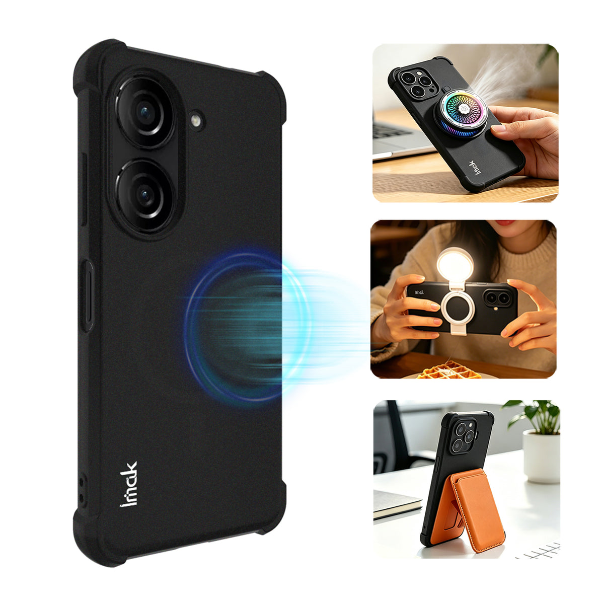 IMAK for Asus Zenfone 10 5G / Asus Zenfone 9 5G Magnetic Case Shockproof Airbag TPU Phone Cover