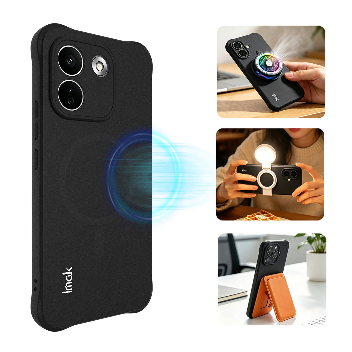 IMAK för Xiaomi Redmi Note 17 Pro Max 5G Magnetiskt Skal Stötsäkert Airbag TPU mobilskal