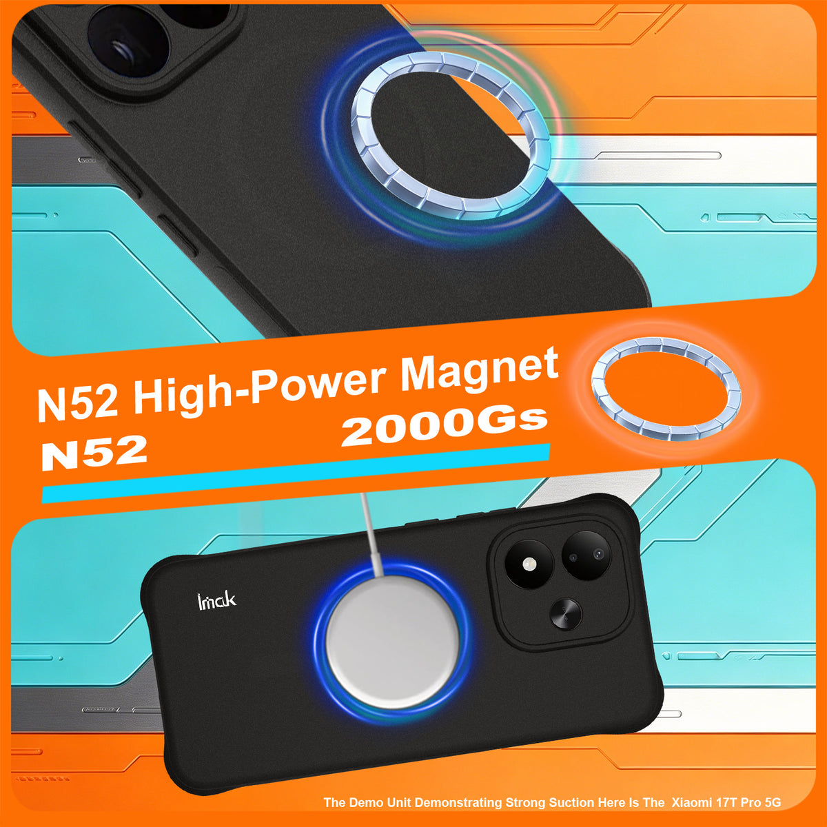 IMAK för Xiaomi Redmi Note 17 5G (Global) / Xiaomi Redmi Note 17 (Indien/Kina) 5G / Xiaomi Redmi Note 17 4G (Global) Magnetiskt skal Stötsäkert Airbag TPU-mobilskydd