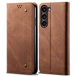 Fallsäkert PU-läderfodral för Samsung Galaxy S23 Jeanstygtextur Skyddande Flip-fodral med stativ