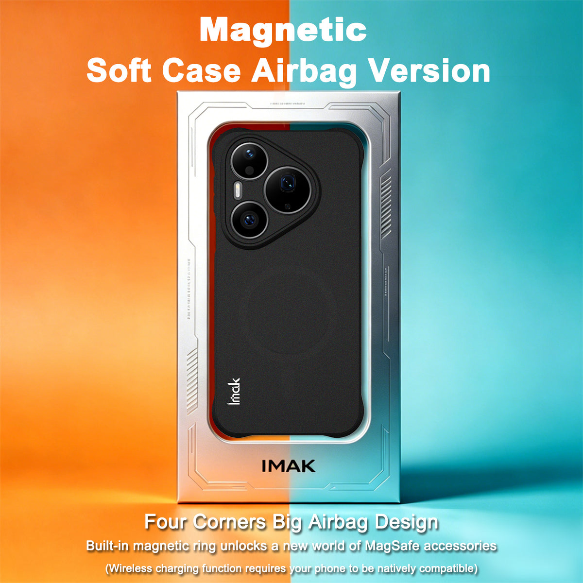 IMAK för Huawei Pura 90s Pro 5G / Huawei Pura 90 Pro Magnetiskt Skal Stötsäker Airbag TPU mobilskal