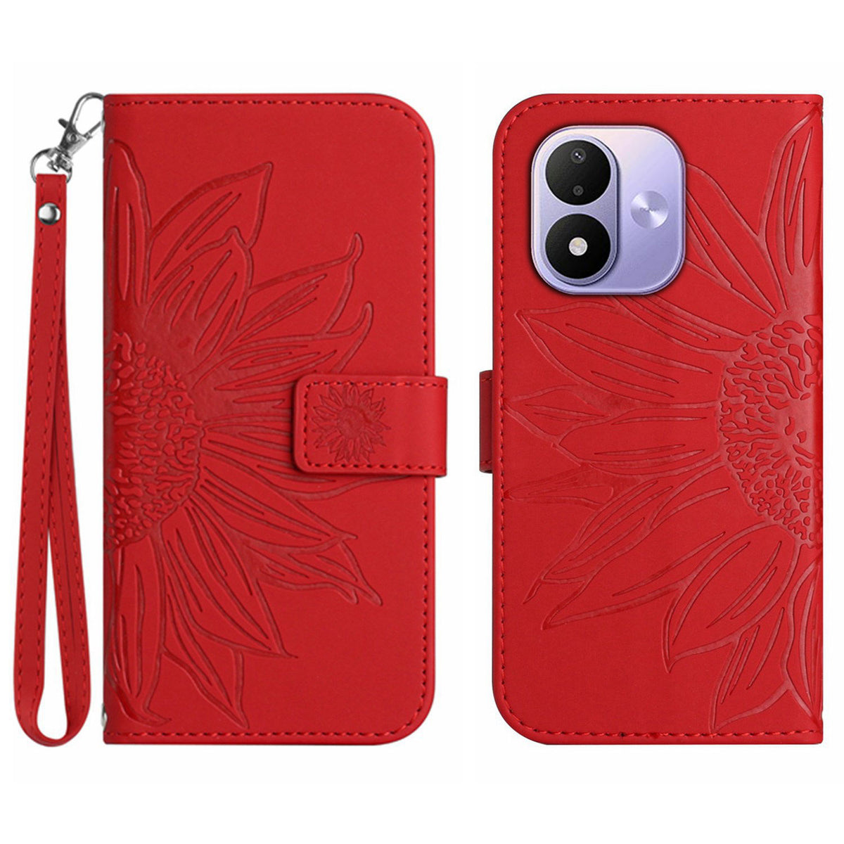 For Xiaomi Redmi Note 17 5G (Global) / Xiaomi Redmi Note 17 (India/China) 5G / Xiaomi Redmi Note 17 4G (Global) Case Sunflower Imprint Leather Wallet Phone Cover with Wrist Strap