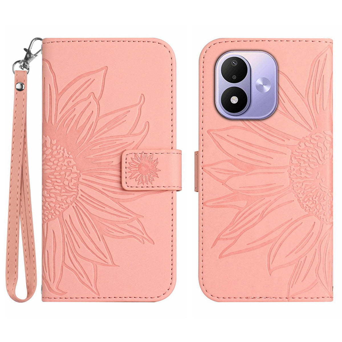 For Xiaomi Redmi Note 17 5G (Global) / Xiaomi Redmi Note 17 (India/China) 5G / Xiaomi Redmi Note 17 4G (Global) Case Sunflower Imprint Leather Wallet Phone Cover with Wrist Strap