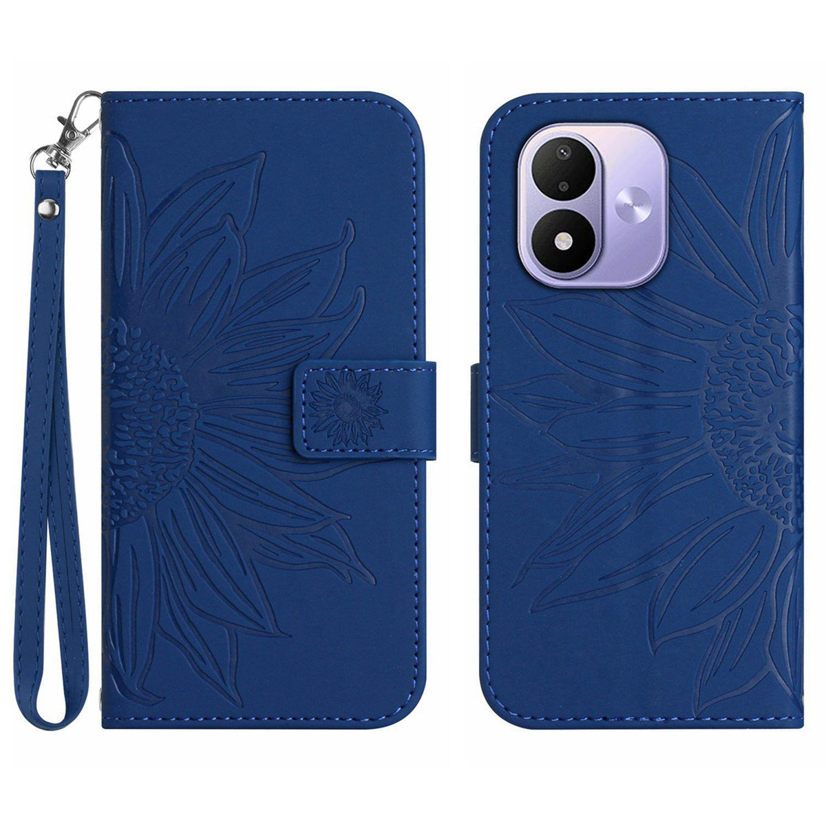 For Xiaomi Redmi Note 17 5G (Global) / Xiaomi Redmi Note 17 (India/China) 5G / Xiaomi Redmi Note 17 4G (Global) Case Sunflower Imprint Leather Wallet Phone Cover with Wrist Strap