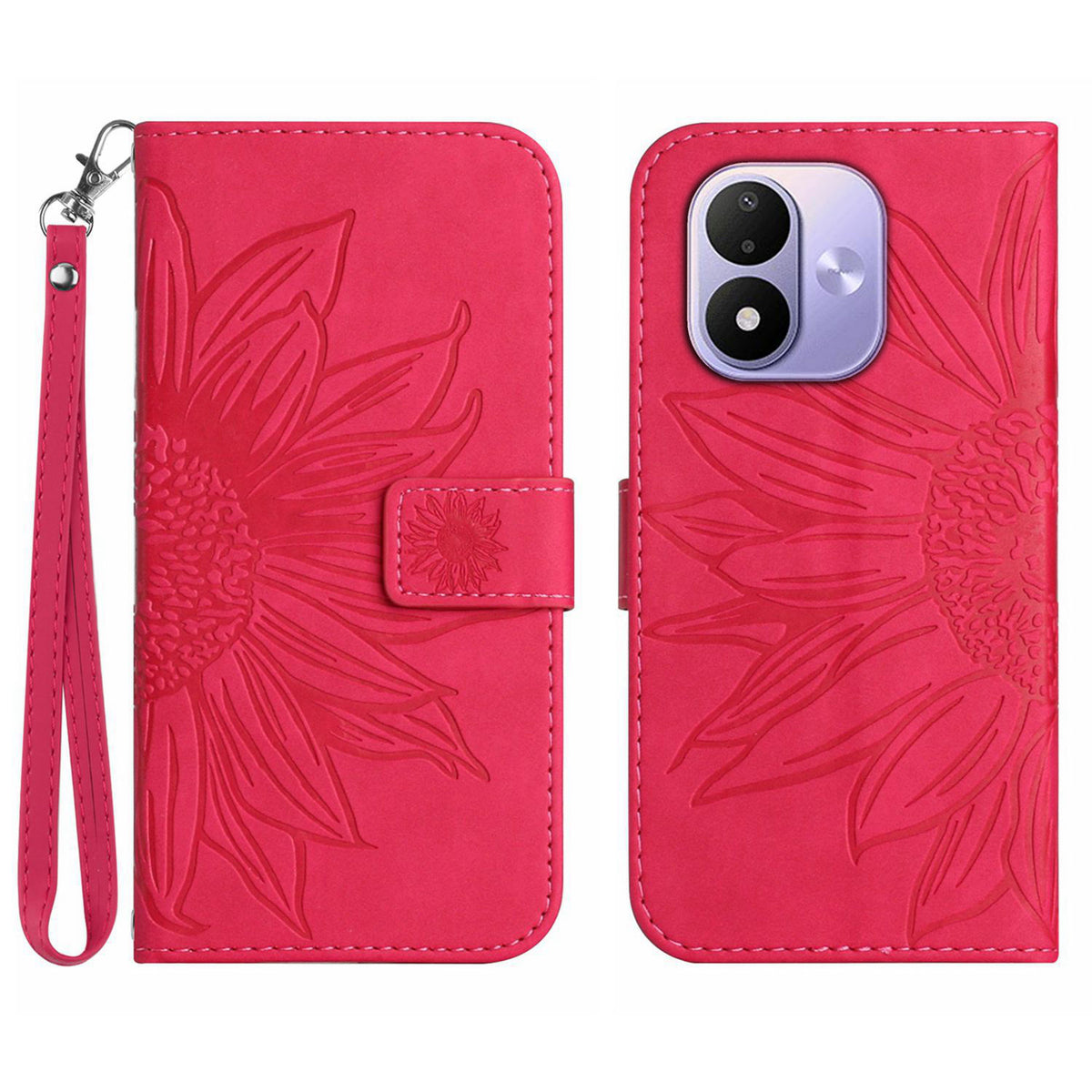 For Xiaomi Redmi Note 17 5G (Global) / Xiaomi Redmi Note 17 (India/China) 5G / Xiaomi Redmi Note 17 4G (Global) Case Sunflower Imprint Leather Wallet Phone Cover with Wrist Strap