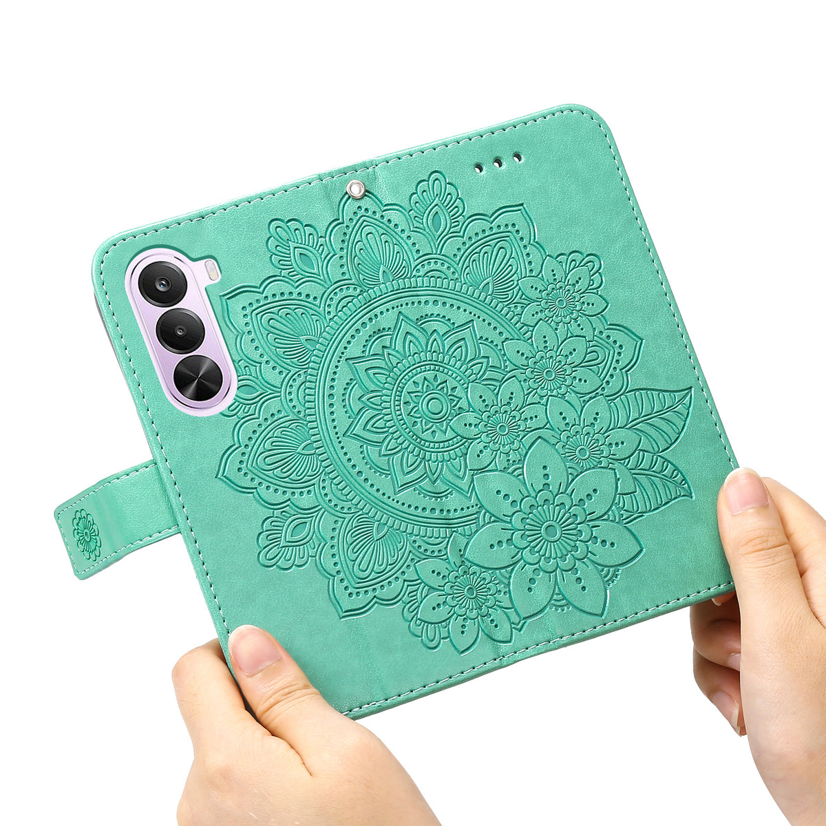 OnePlus Nord CE6 Lite 5G / Realme P4x 5G-mobilcover med blomstermønster i PU-læder, pung og stativ