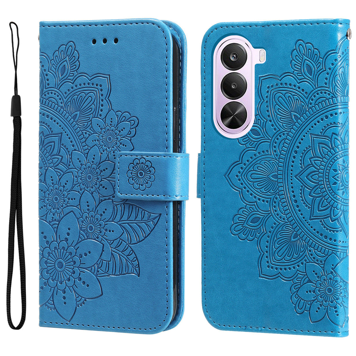 OnePlus Nord CE6 Lite 5G / Realme P4x 5G-mobilcover med blomstermønster i PU-læder, pung og stativ