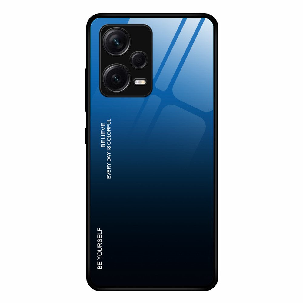 For Xiaomi Redmi Note 12 Pro+ 5G Gradient Color Tempered Glass Hard PC Soft TPU Case Shockproof Cell Phone Cover