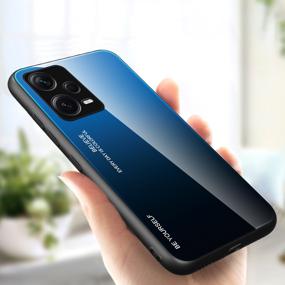 Xiaomi Redmi Note 12 Pro+ 5G Gradient Color Härdat Glas Hårt PC Mjukt TPU-skal Stötsäkert Mobilmobilskydd