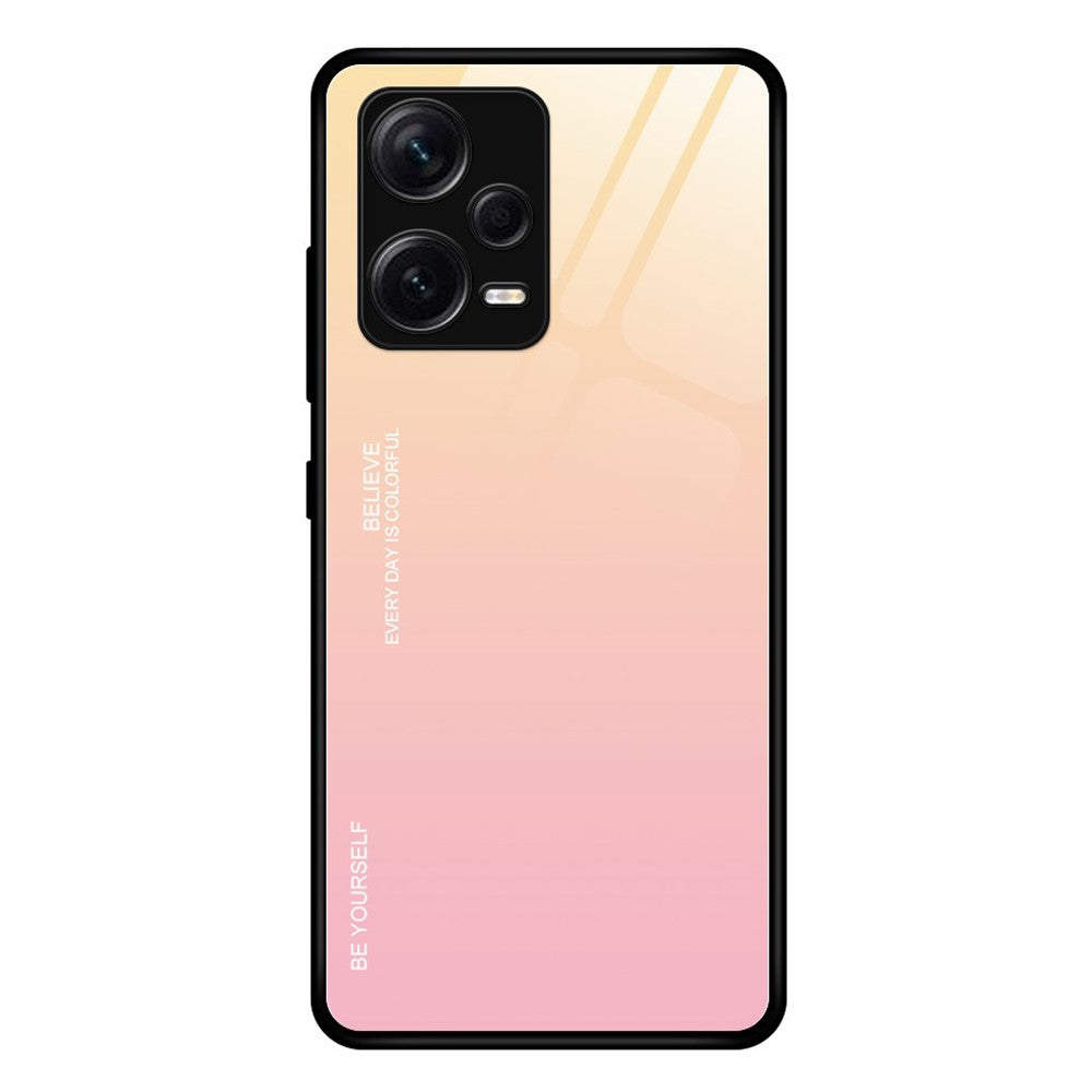 For Xiaomi Redmi Note 12 Pro+ 5G Gradient Color Tempered Glass Hard PC Soft TPU Case Shockproof Cell Phone Cover