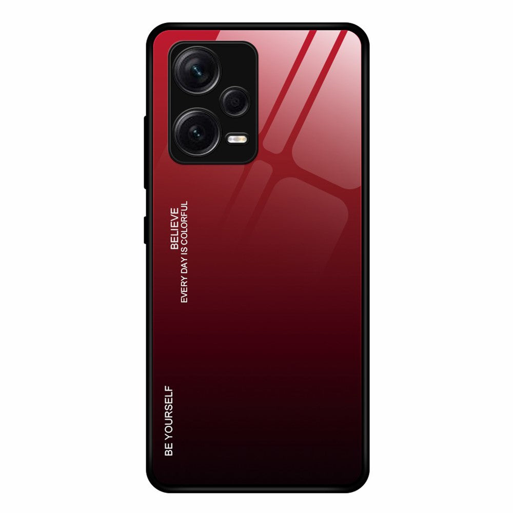 For Xiaomi Redmi Note 12 Pro+ 5G Gradient Color Tempered Glass Hard PC Soft TPU Case Shockproof Cell Phone Cover