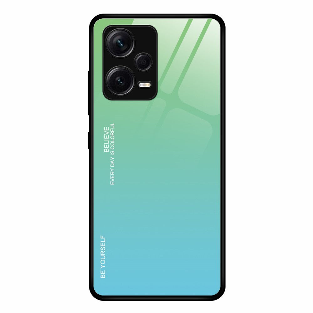 For Xiaomi Redmi Note 12 Pro+ 5G Gradient Color Tempered Glass Hard PC Soft TPU Case Shockproof Cell Phone Cover