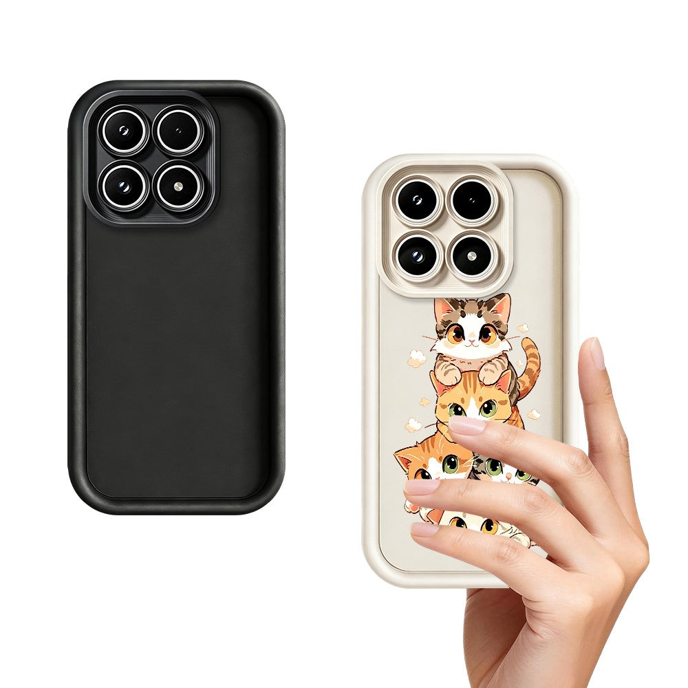 For Xiaomi 17 TPU Case Cat Stack Design Pattern Rubberized Anti-Slip Phone Back Cover