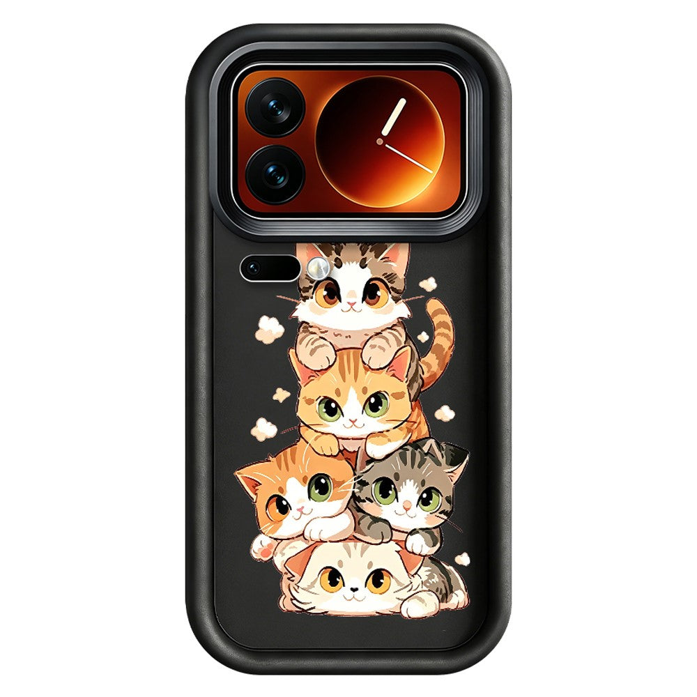 For Xiaomi 17 Pro TPU Case Cat Stack Design Pattern Rubberized Anti-Slip Phone Back Cover