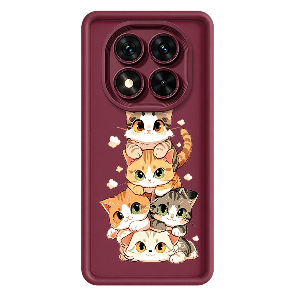 For Xiaomi Redmi Note 15 Pro 5G (Global) TPU Case Cat Stack Design Pattern Rubberized Anti-Slip Phone Back Cover