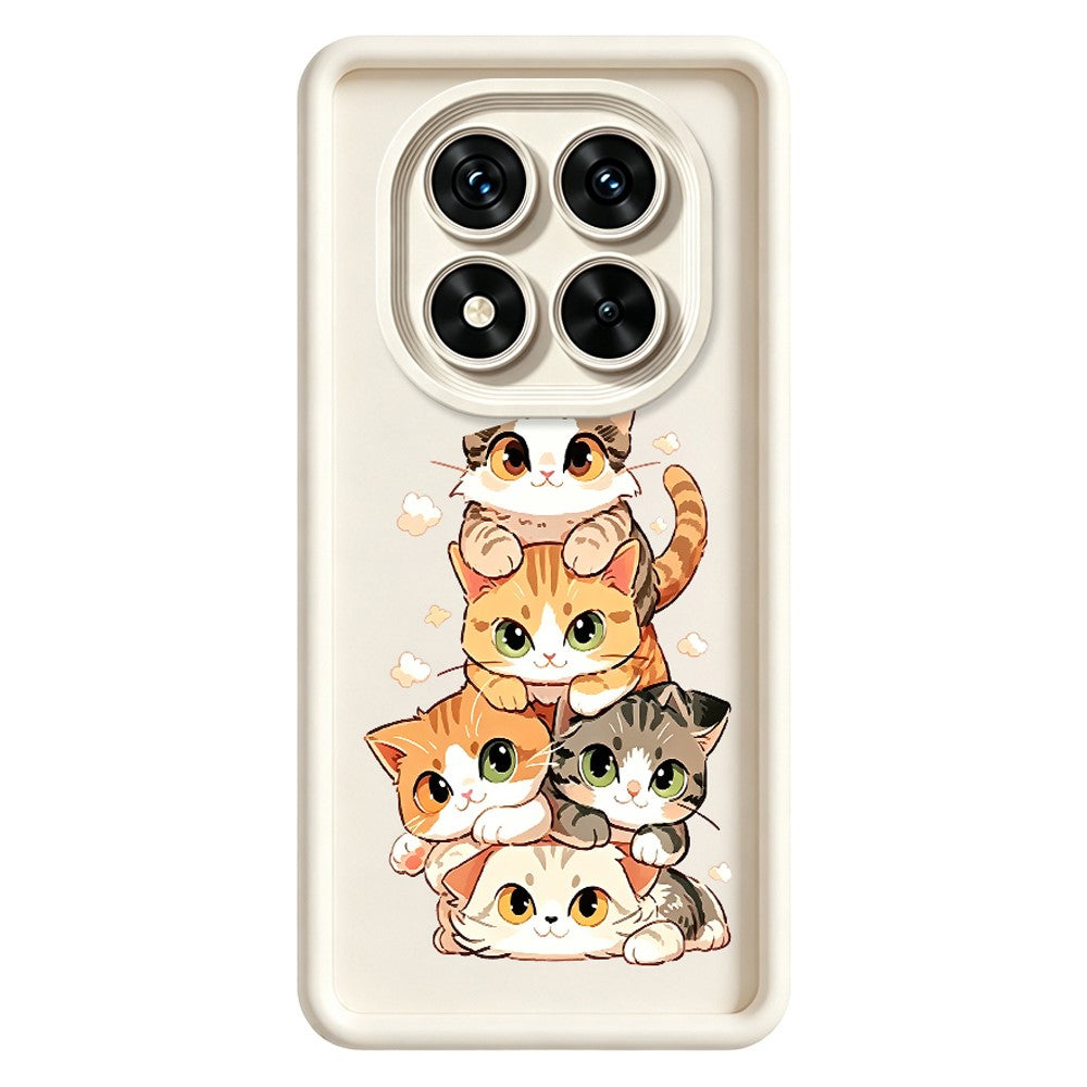 For Xiaomi Redmi Note 15 Pro+ 5G (Global)  /  Poco M8 Pro 5G TPU Case Cat Stack Design Pattern Rubberized Anti-Slip Phone Back Cover