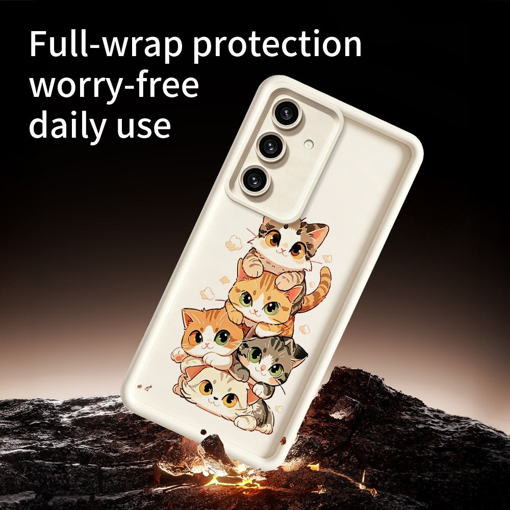Samsung Galaxy S26+ TPU-skal med kattmotiv, gummierat, halkfritt bakstycke