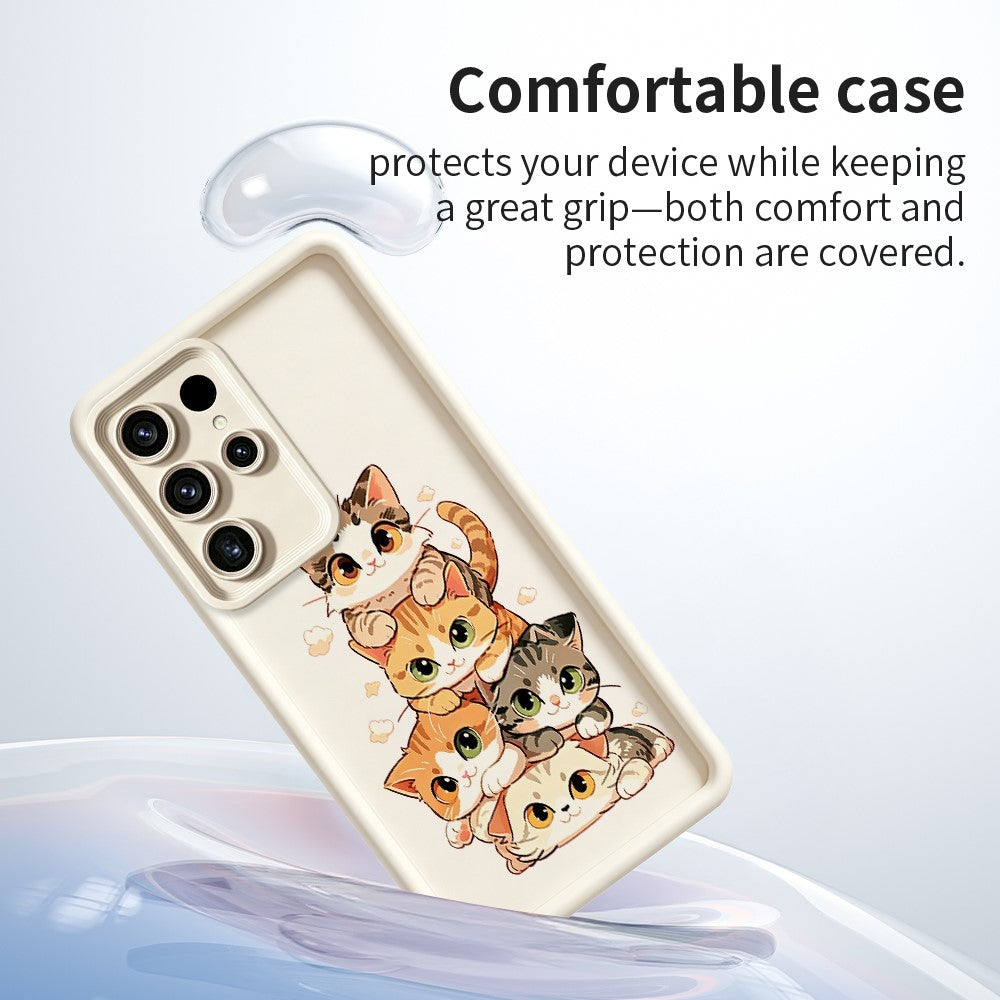 Samsung Galaxy S26 Ultra TPU-skal med kattmotiv, gummierat, halkfritt bakstycke