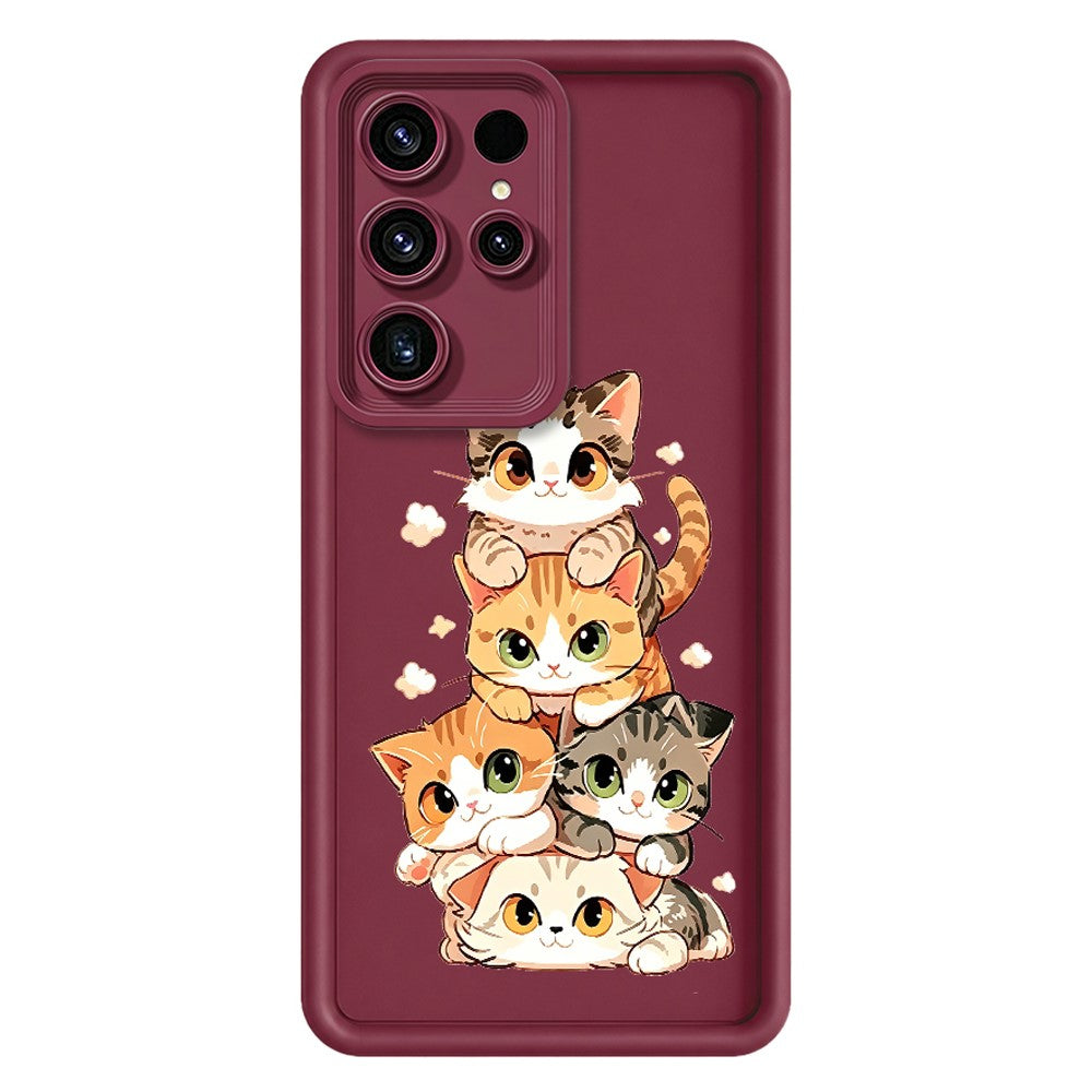 Samsung Galaxy S26 Ultra TPU-skal med kattmotiv, gummierat, halkfritt bakstycke