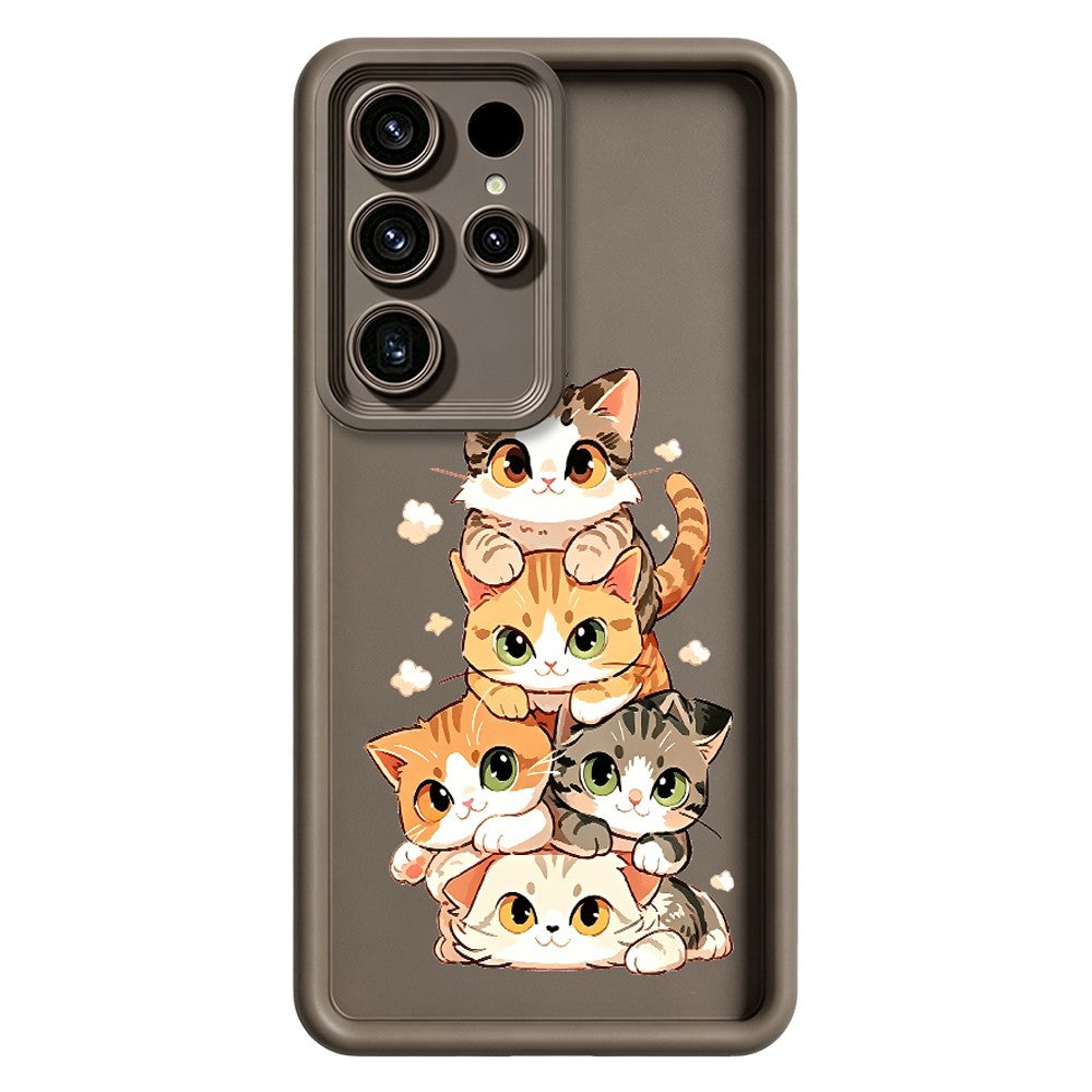 Samsung Galaxy S26 Ultra TPU-skal med kattmotiv, gummierat, halkfritt bakstycke