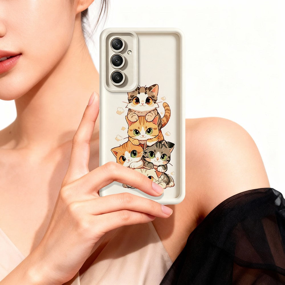 For Samsung Galaxy A36 5G TPU Case Cat Stack Design Pattern Rubberized Anti-Slip Phone Back Cover