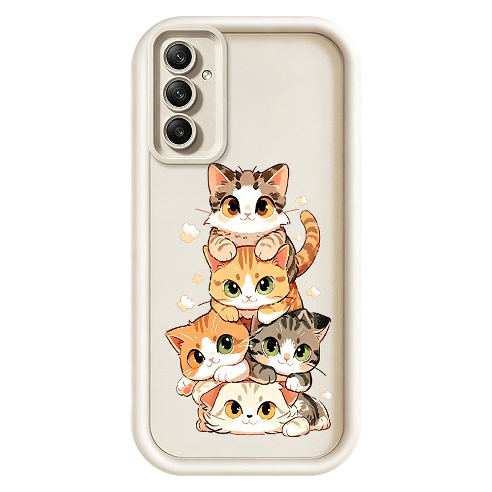 TPU-skal för Samsung Galaxy A18 5G / A18 4G / A17 5G / A17 4G, kattmönster, gummierat, halkfritt bakstycke