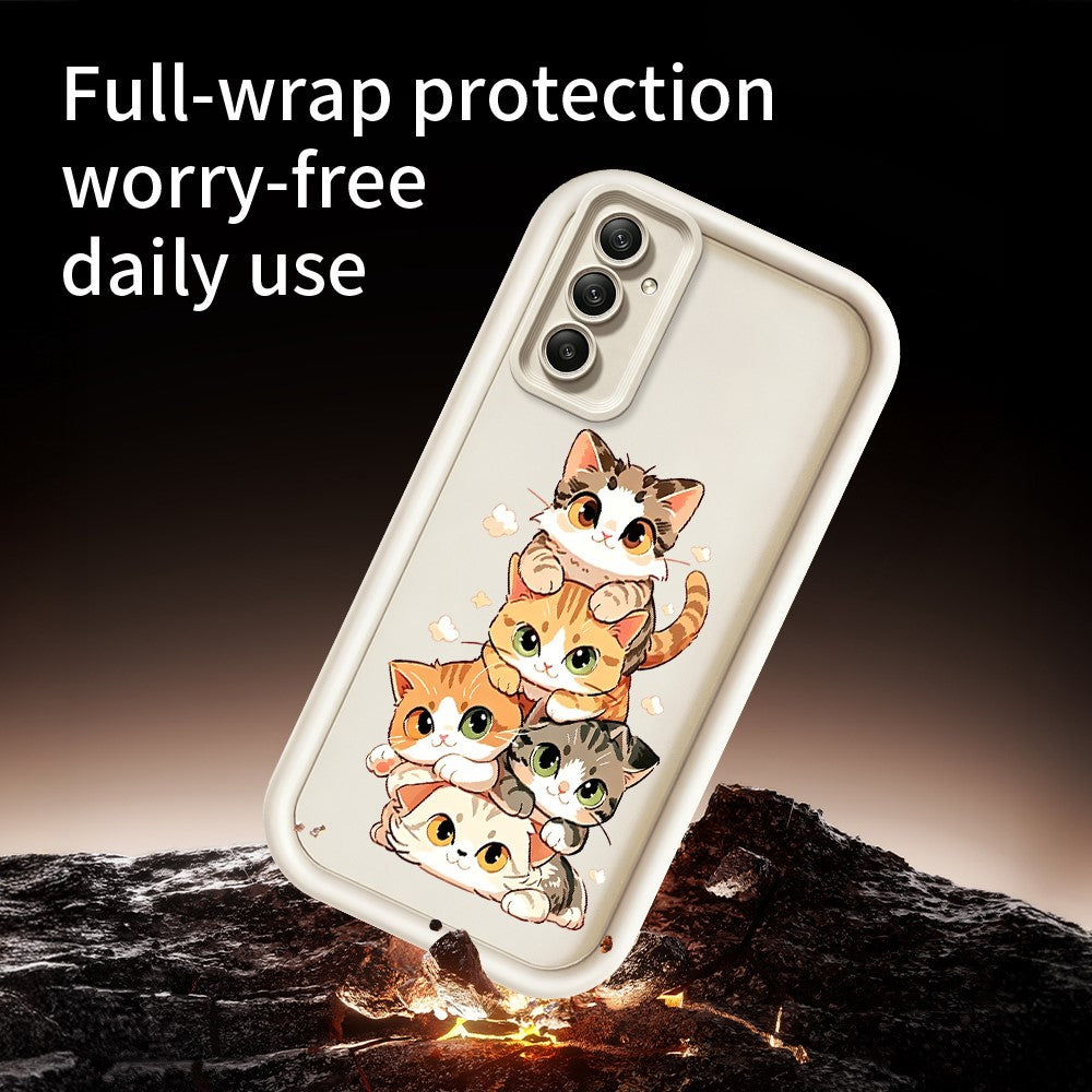 TPU-skal för Samsung Galaxy A18 5G / A18 4G / A17 5G / A17 4G, kattmönster, gummierat, halkfritt bakstycke