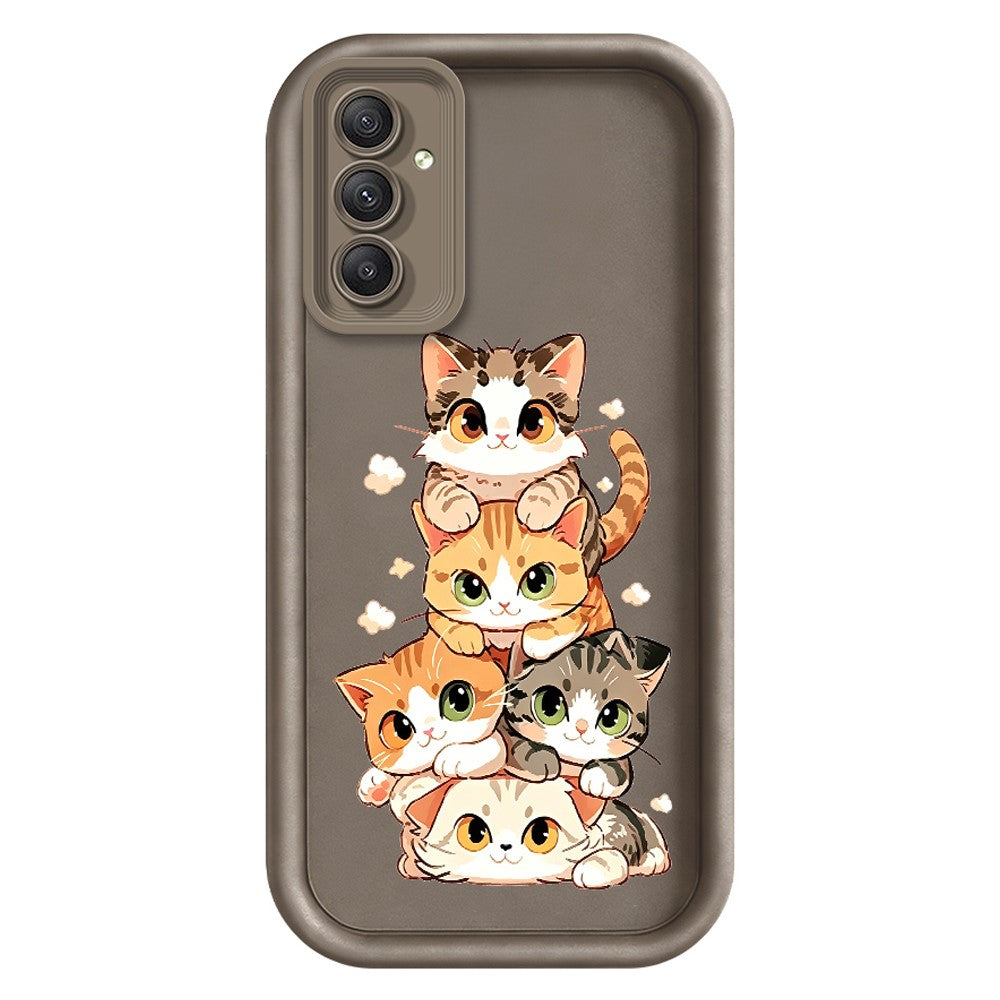 TPU-skal för Samsung Galaxy A18 5G / A18 4G / A17 5G / A17 4G, kattmönster, gummierat, halkfritt bakstycke