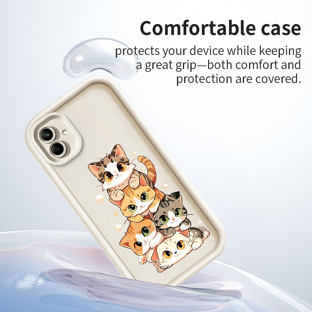 Samsung Galaxy A08 4G / A07 4G / A07s 4G TPU-skal Kattstackdesignmönster Gummerat halkfritt bakstycke