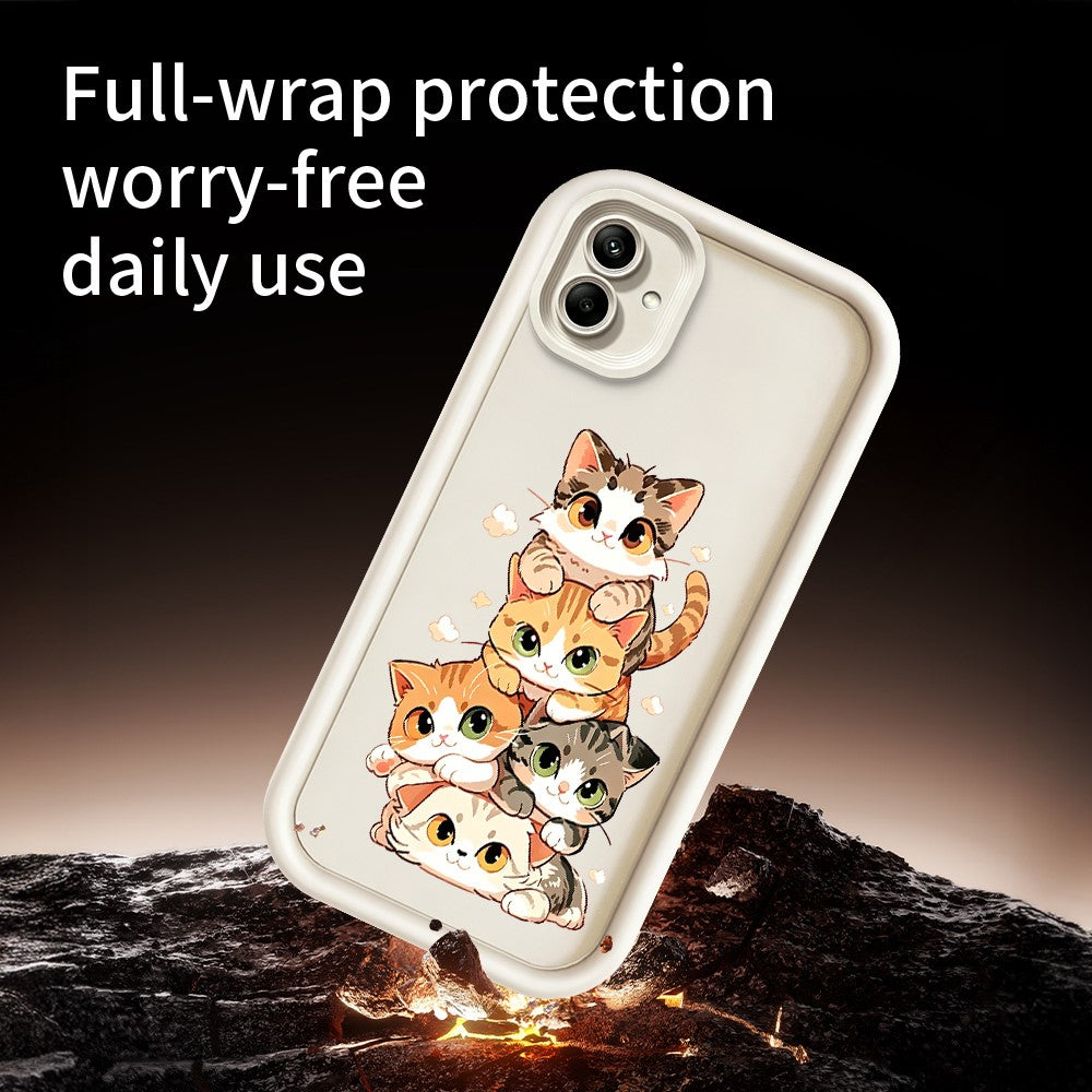 Samsung Galaxy A08 4G / A07 4G / A07s 4G TPU-skal Kattstackdesignmönster Gummerat halkfritt bakstycke
