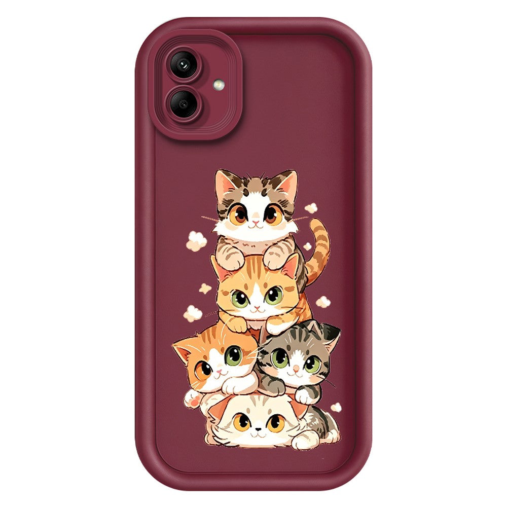 Samsung Galaxy A08 4G / A07 4G / A07s 4G TPU-skal Kattstackdesignmönster Gummerat halkfritt bakstycke