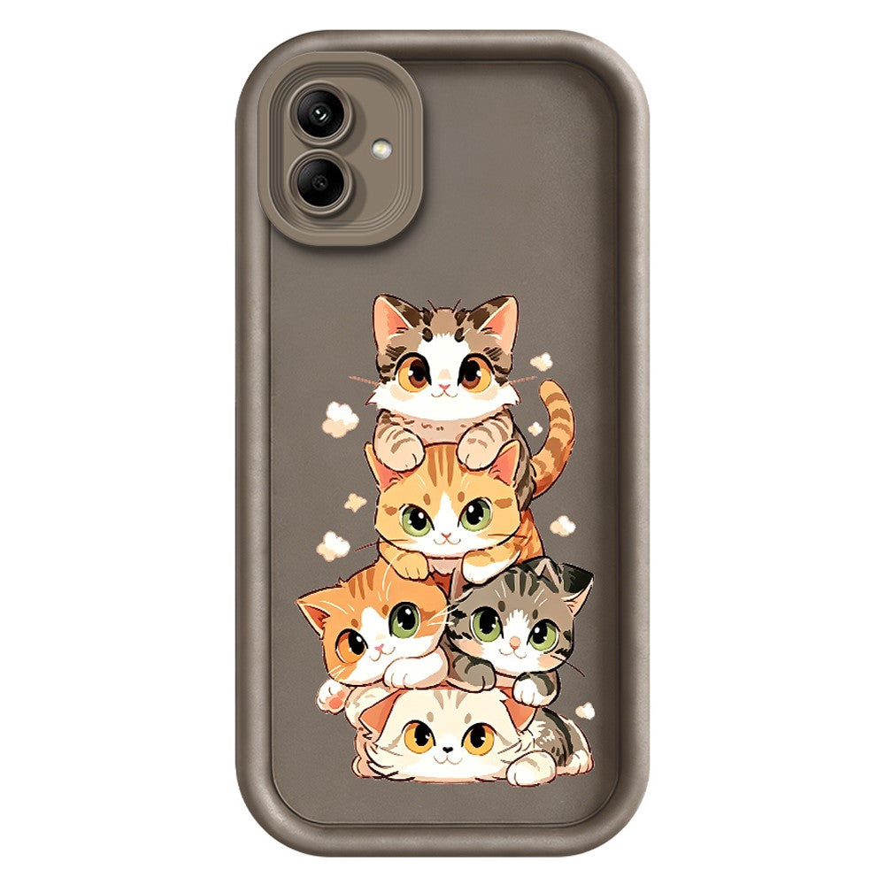 Samsung Galaxy A08 4G / A07 4G / A07s 4G TPU-skal Kattstackdesignmönster Gummerat halkfritt bakstycke