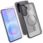 Samsung Galaxy A57 5G Magnetiskt Skal TPU + PC mobilskal med Skärmskydd i Högt Aluminium-Silikon Glas + PC Kameralinsskydd