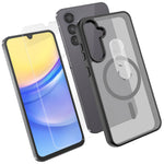 Samsung Galaxy A15 5G Magnetiskt Skal TPU + PC mobilskal med Skärmskydd i Högt Aluminium-Silikon Glas + PC Kameralinsskydd