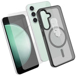 For Samsung Galaxy S23 FE Magnetic Case TPU + PC Phone Cover with High Aluminium-Silicon Glass Screen Protector + PC Camera Lens Protector
